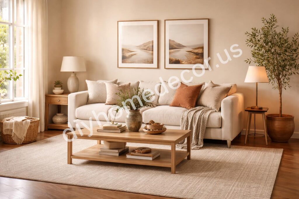 Budget living room with expensive look decor