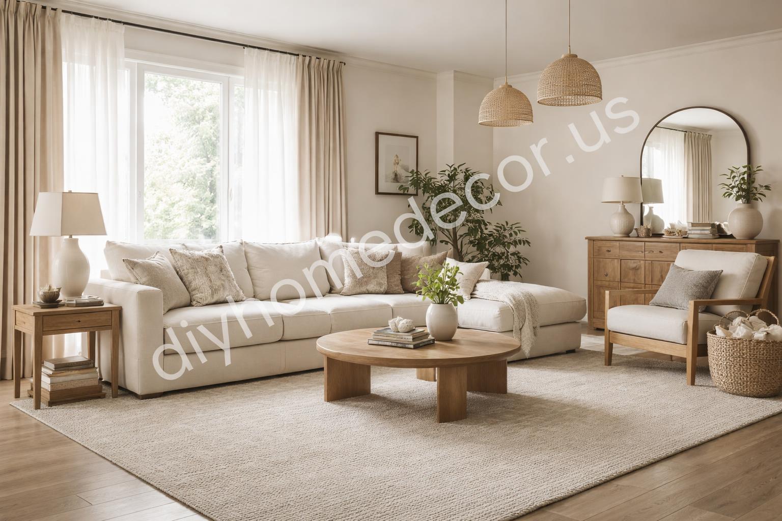 Calm budget living room with polished expensive look