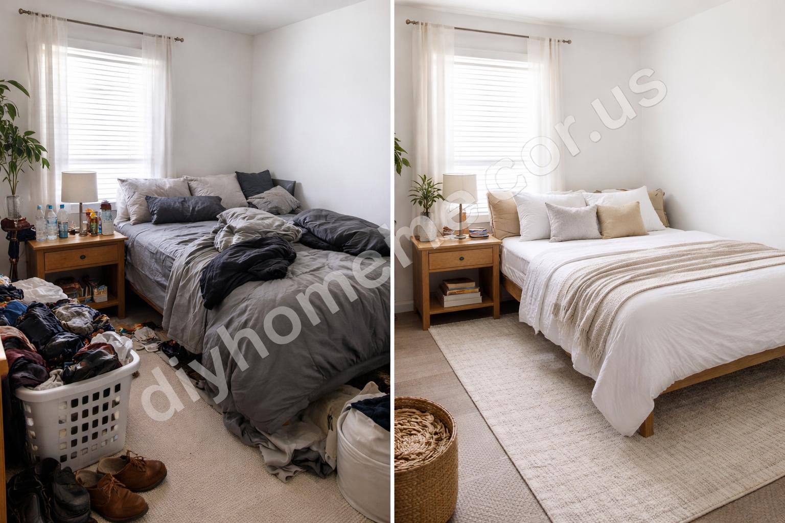 Common small bedroom decor mistakes before and after