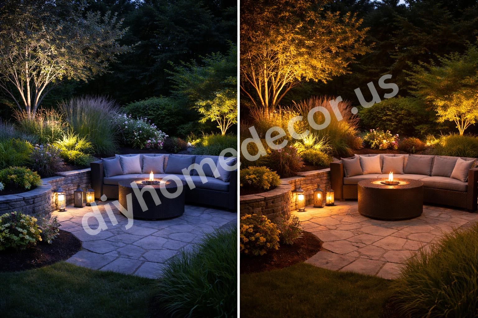 Comparison of warm bulb tones outdoors