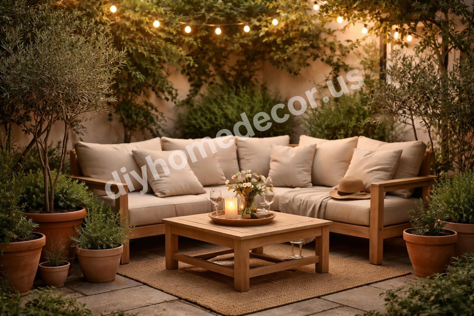 Cozy garden style with cream and wood tones
