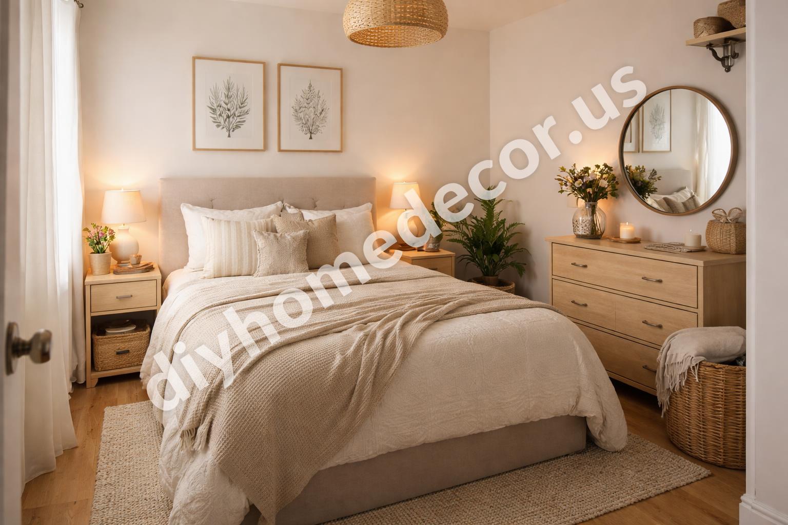 Cozy small bedroom after budget makeover