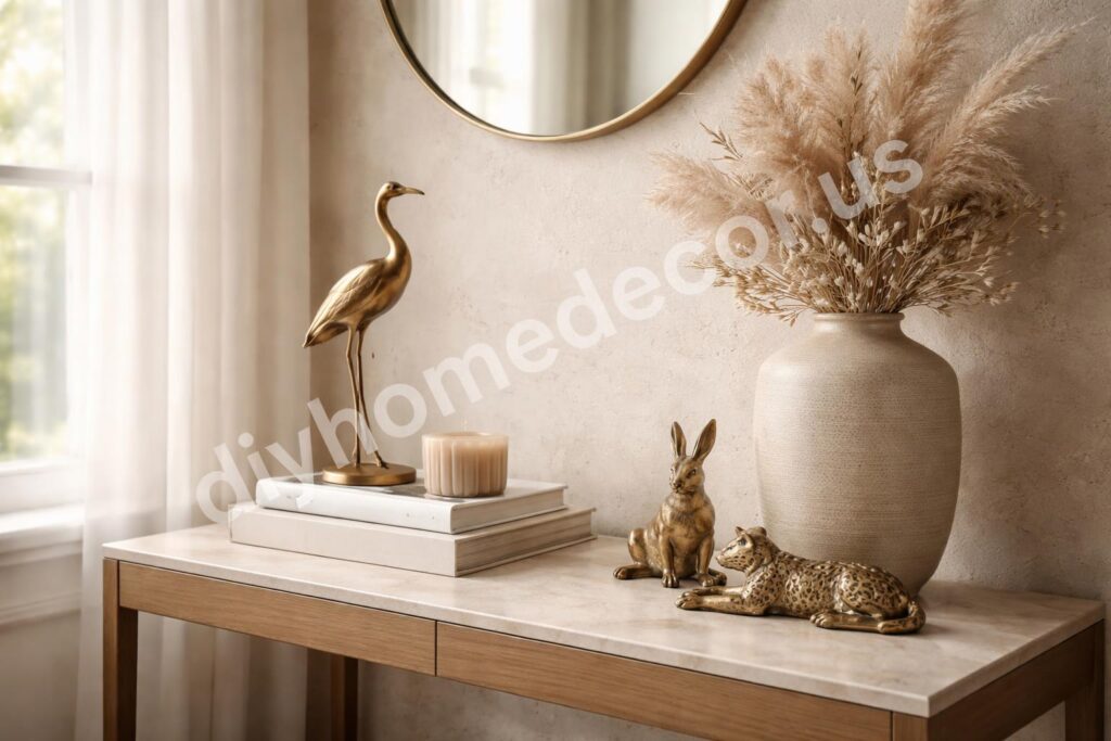 Elegant animal statue living room styling