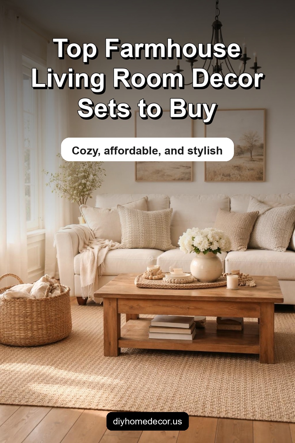 Pinterest image for Top Farmhouse Living Room Decor Sets Worth Buying
