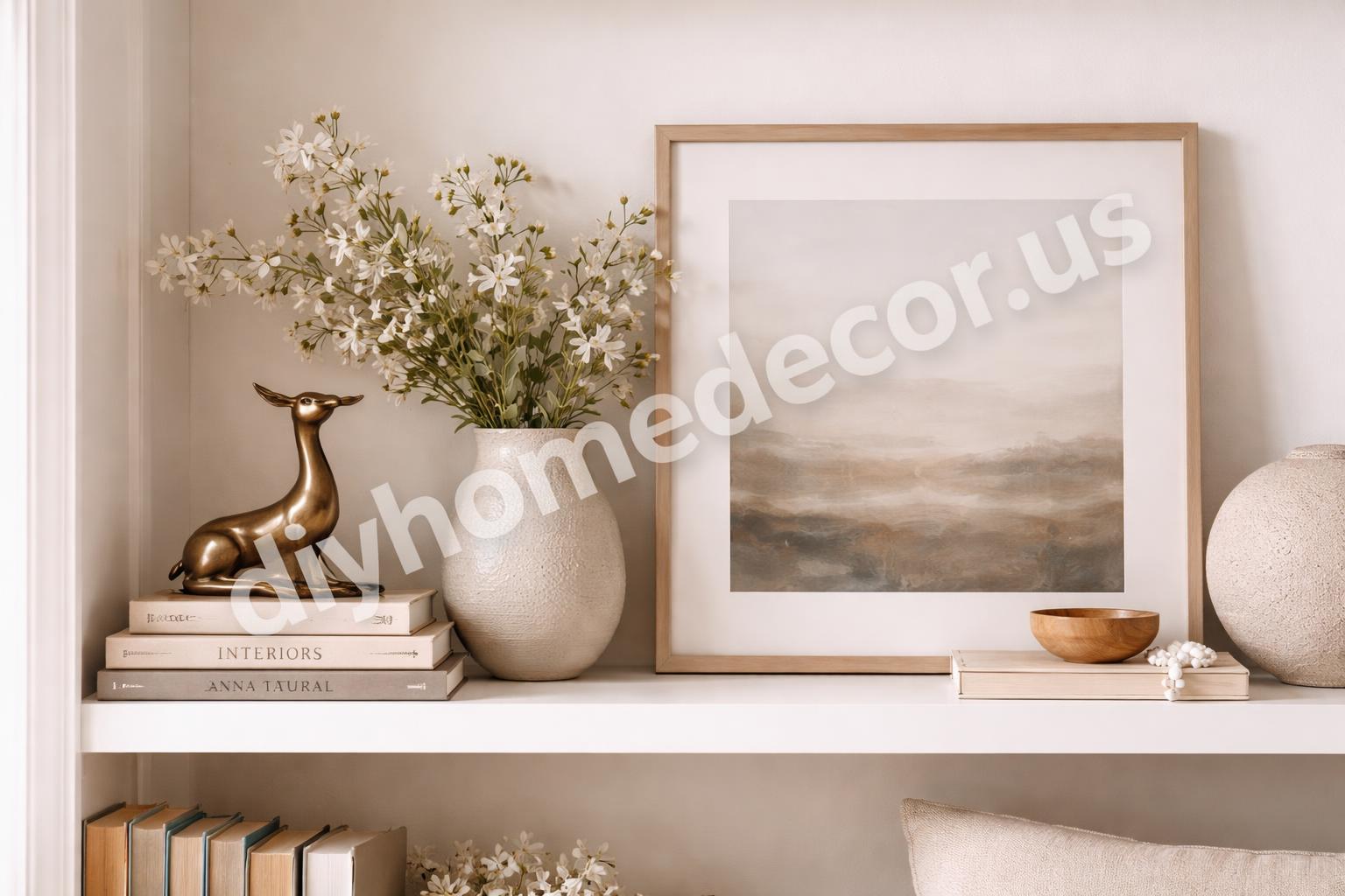 Finished modern living room shelf with animal statue