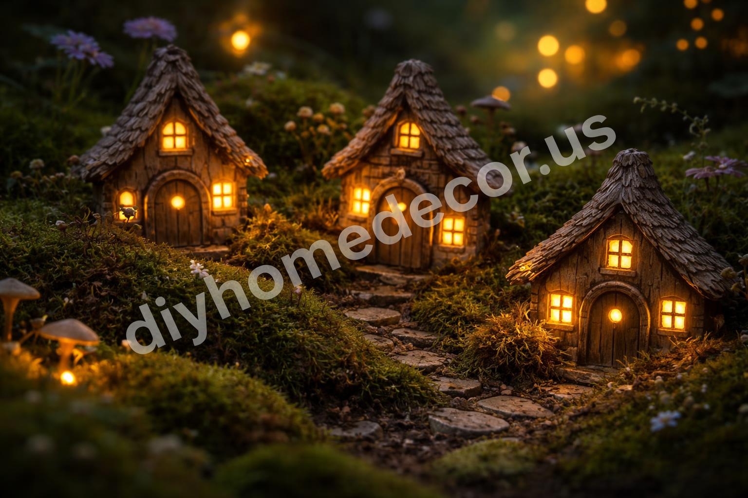Glowing mini fairy houses with hidden tea lights