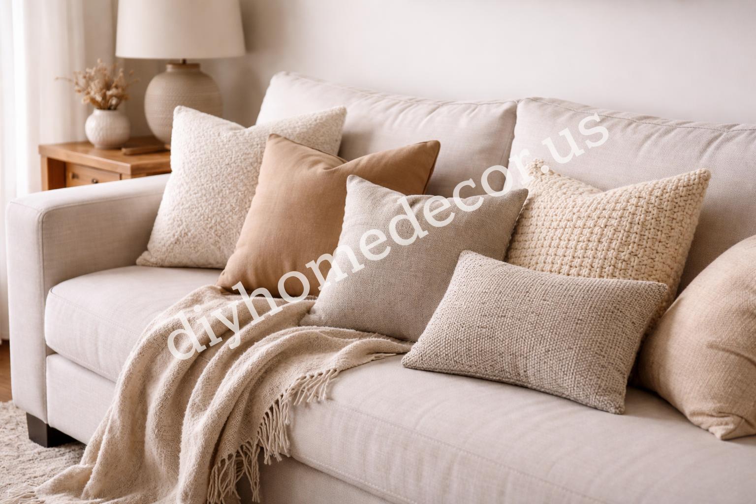 Layered throw pillows and texture