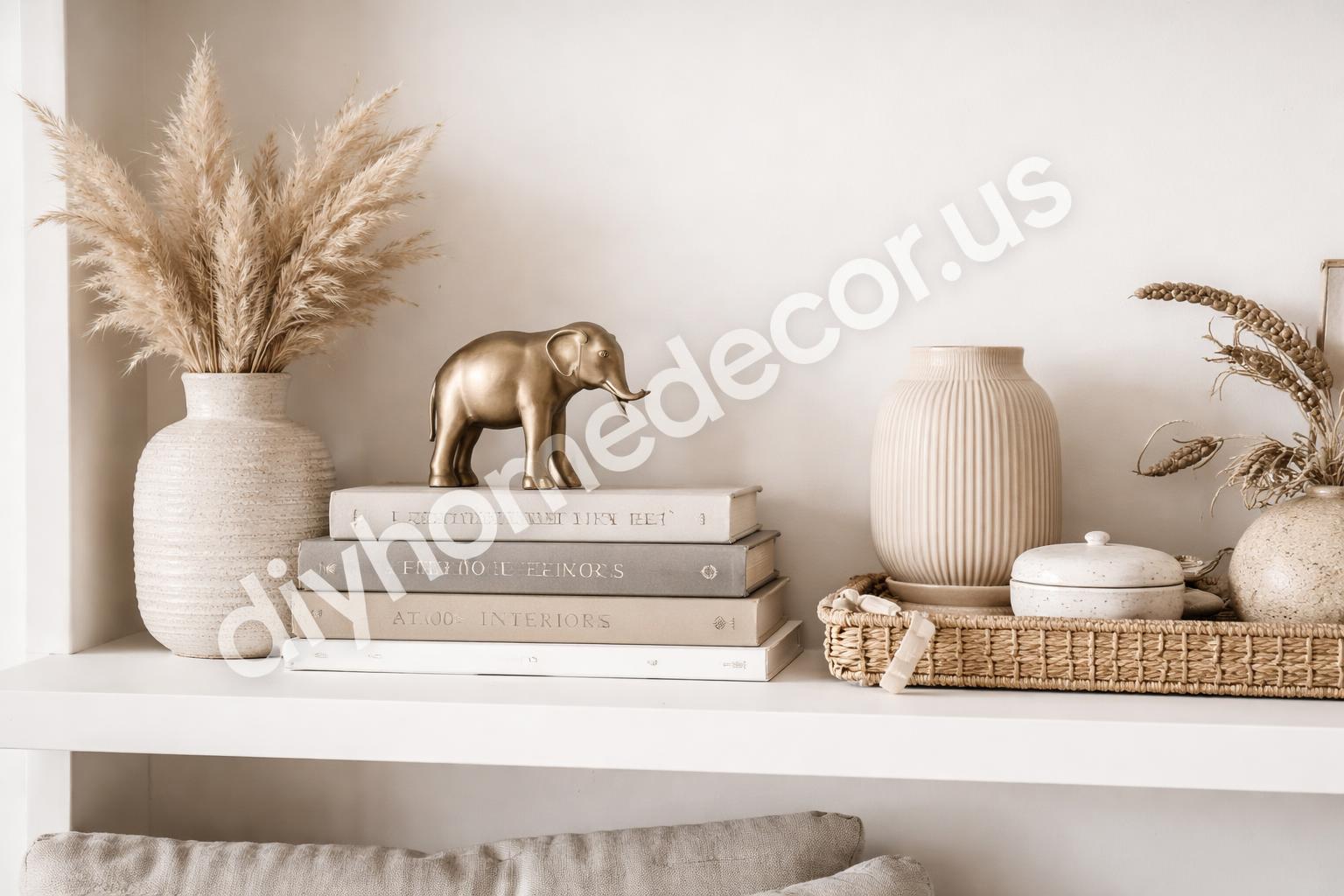 Living room shelf checklist animal decor