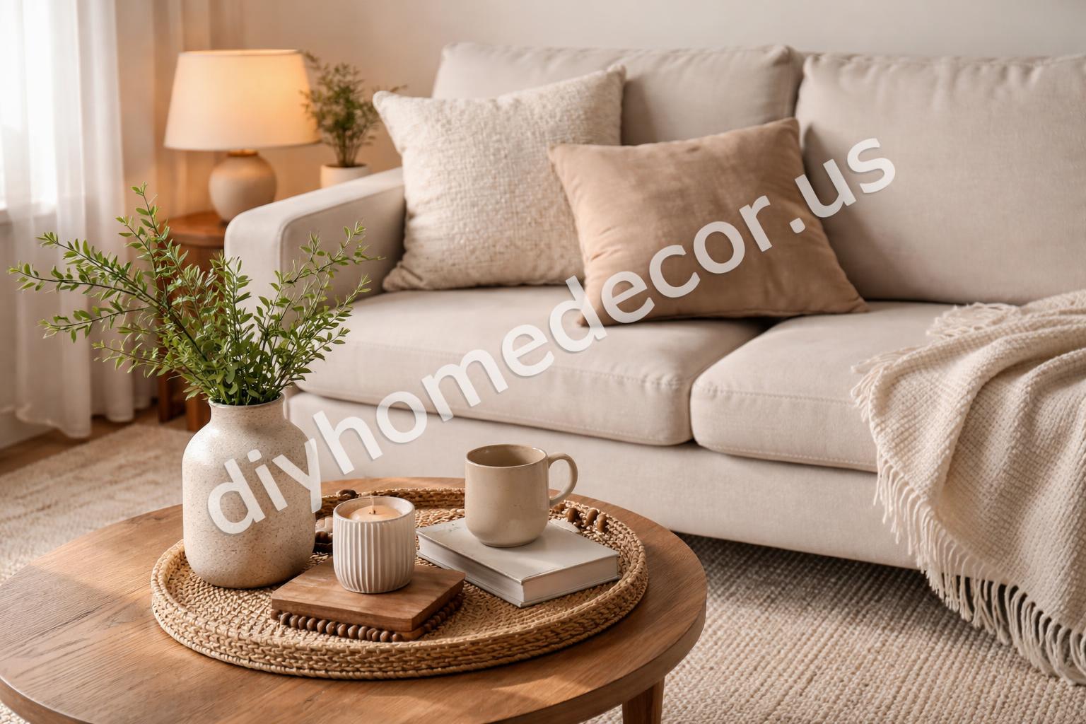 Living room styling basics with rug pillows lamp