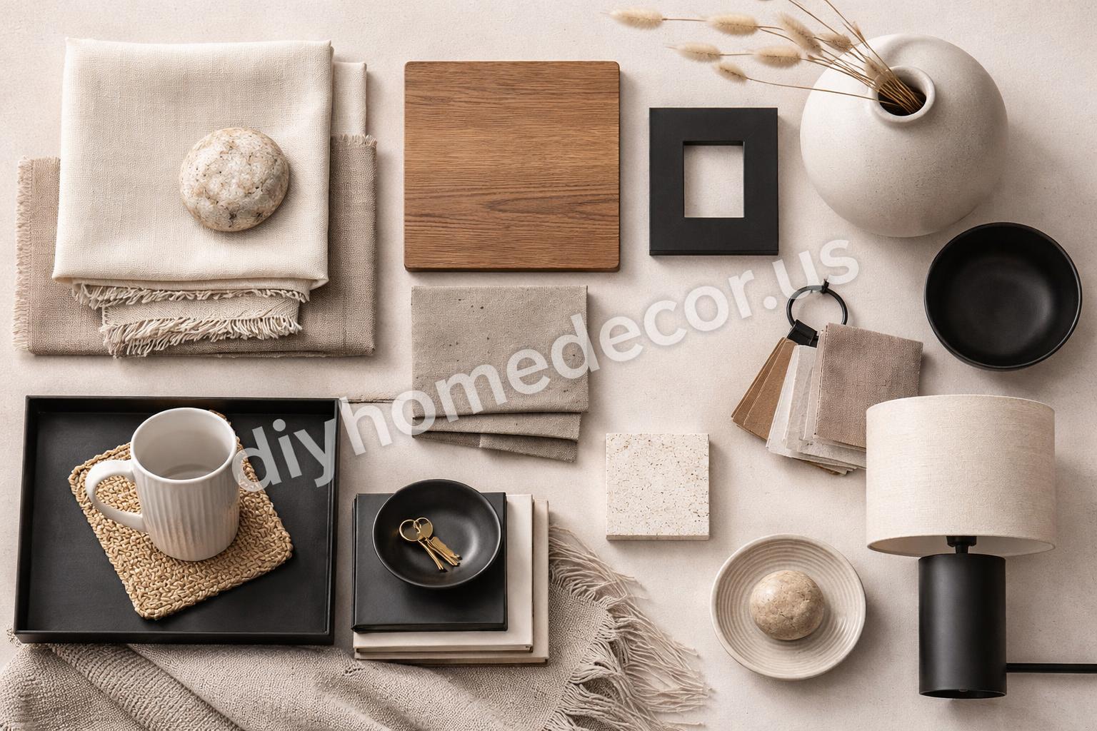 Modern living room color palette and textures