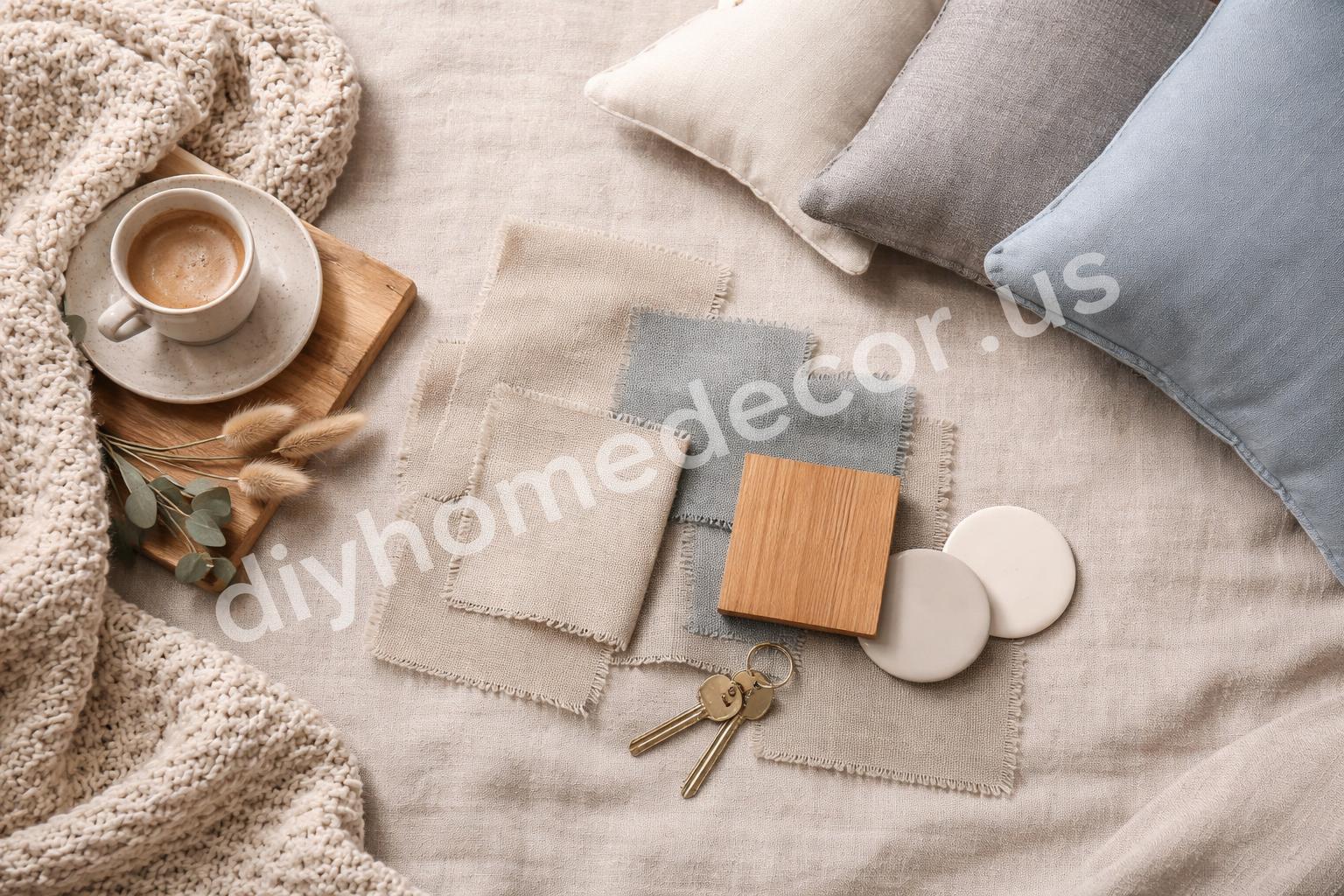 Neutral bedroom color palette with soft textures