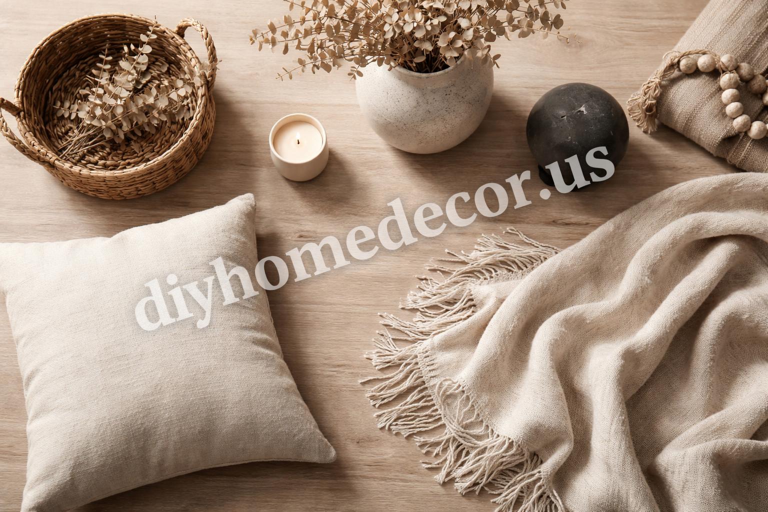 Neutral farmhouse decor set with textures