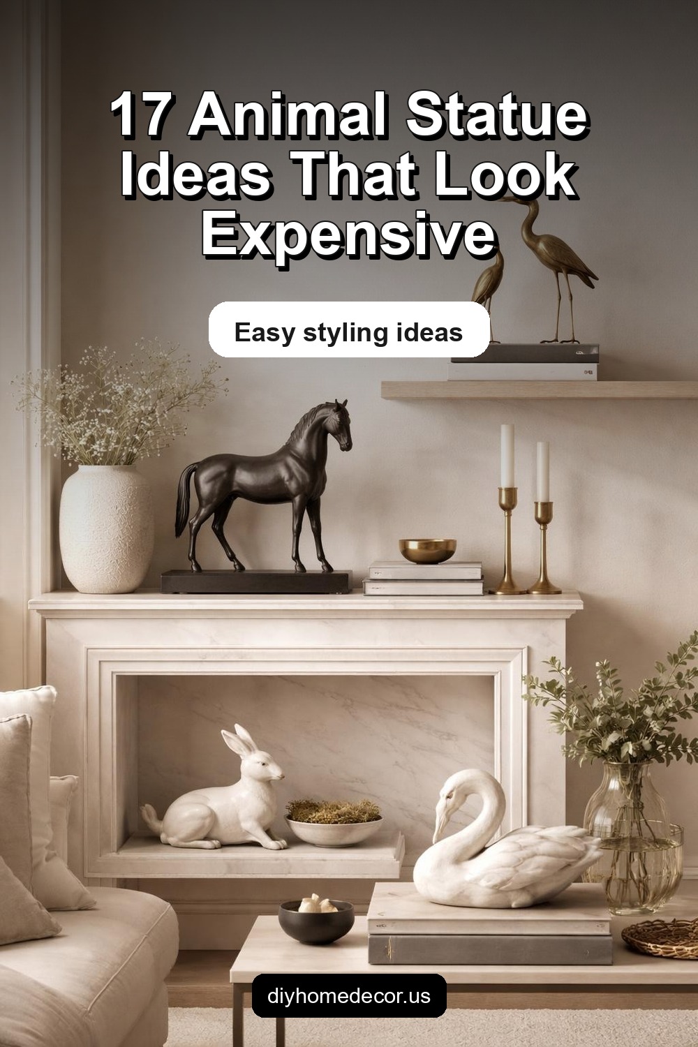 Pinterest image for 17 Best Animal Statue Decor Ideas That Make Any Home Look Expensive