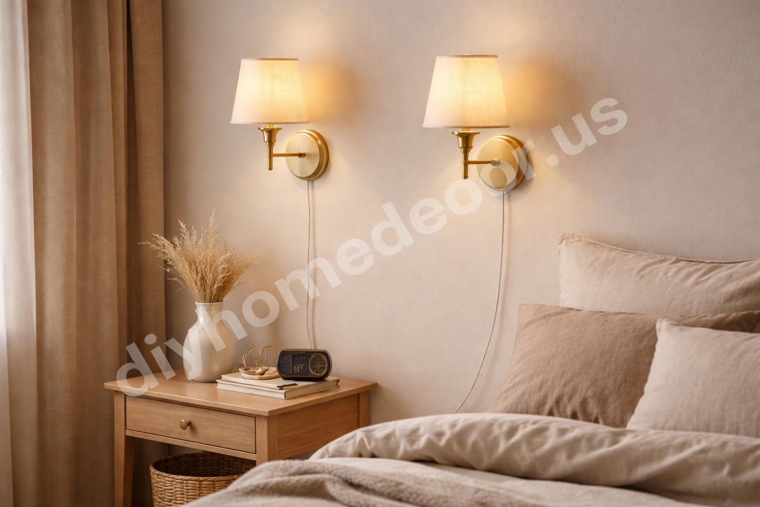 Plug in wall sconces bedroom nook