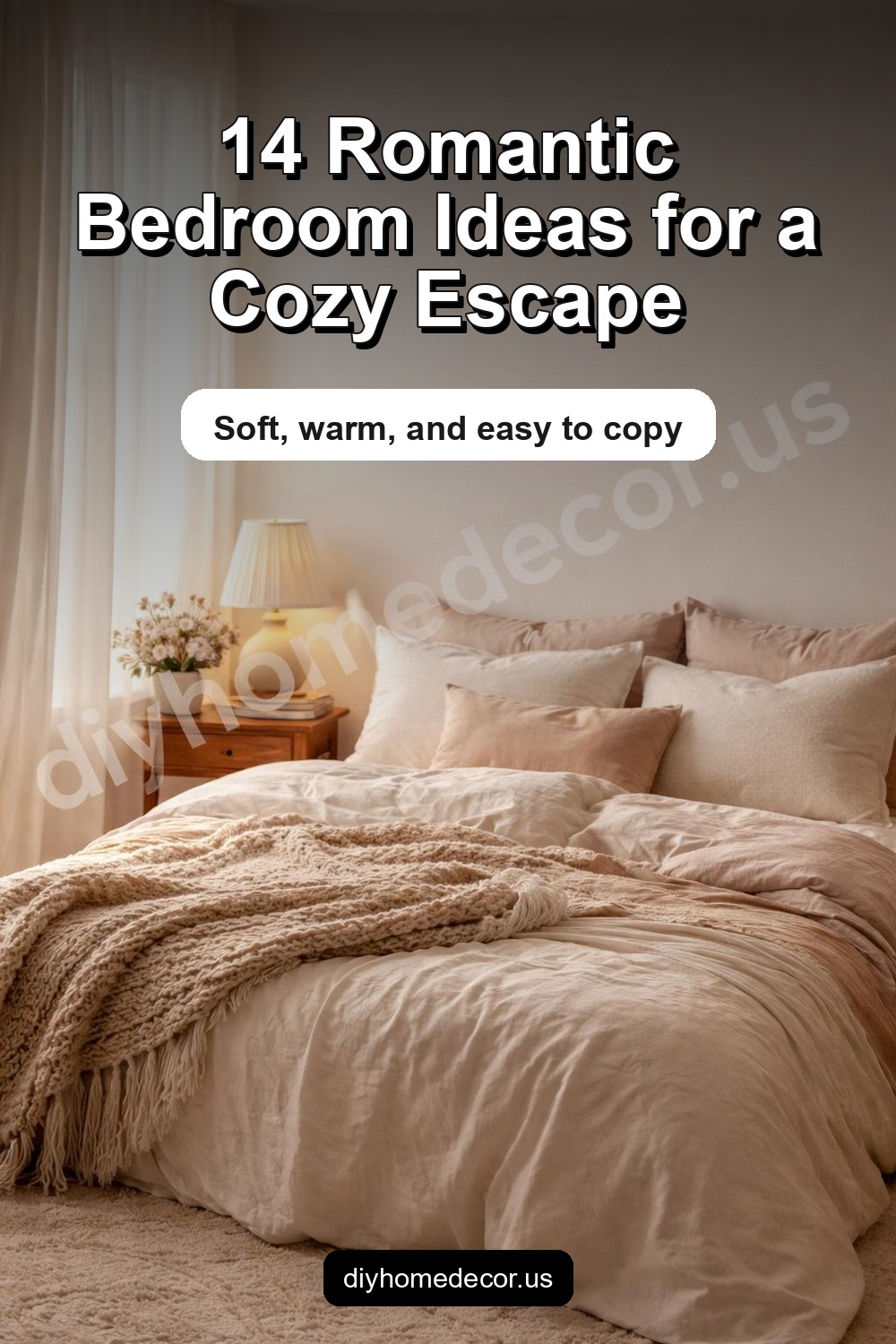 Pinterest image for 14 Romantic Bedroom Décor Ideas for the Perfect Cozy Escape