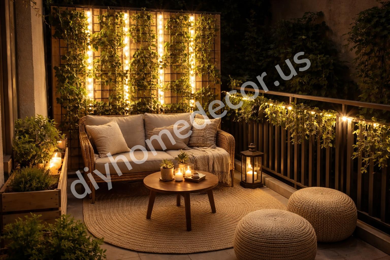 Small patio vertical warm lighting idea