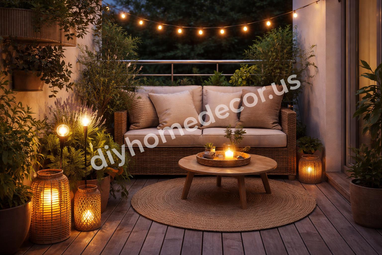 Small patio with simple led garden decor