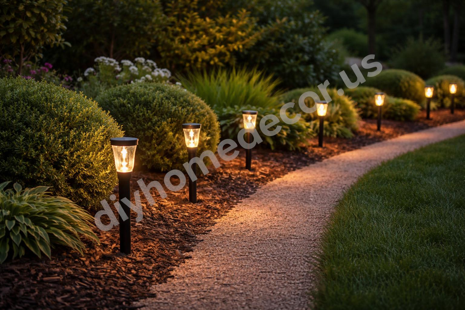Solar garden stake lights path border