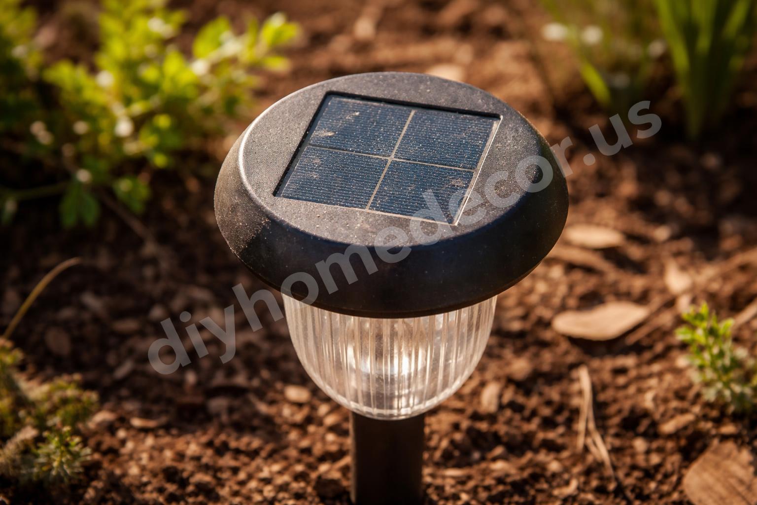 Solar panel close up outdoor garden light