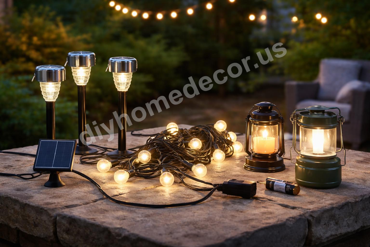 Solar vs plug in small garden lights