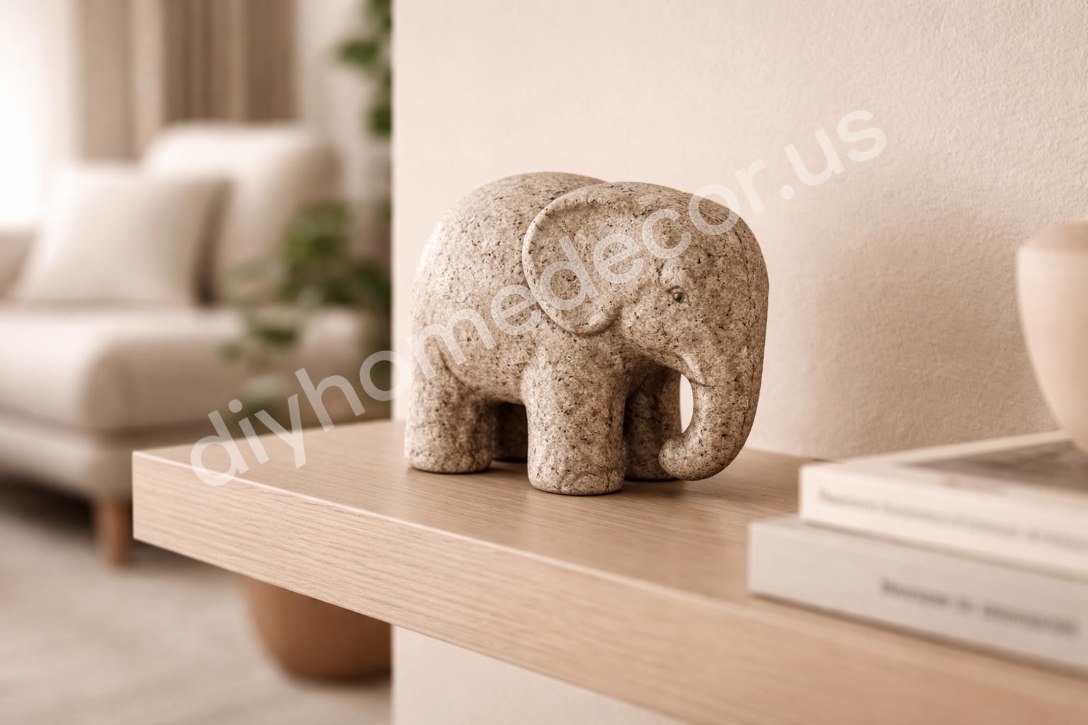 Stone textured animal figurine on shelf