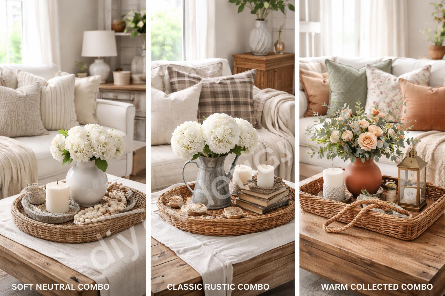 Three farmhouse decor set comparison styling