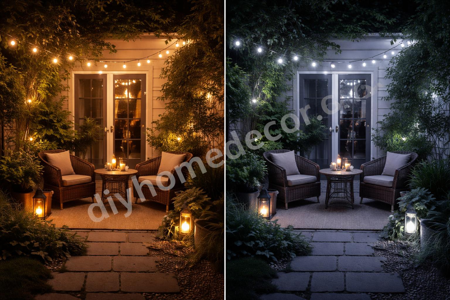 Warm vs cool white garden lighting comparison