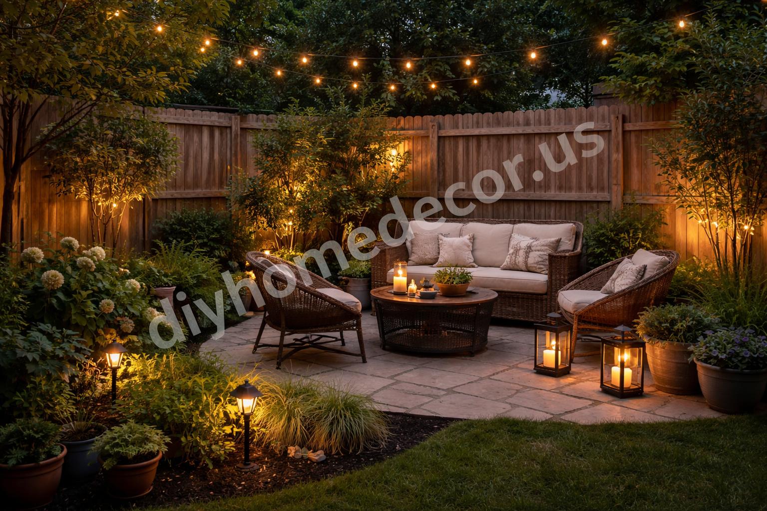 Layered garden lighting for small backyards