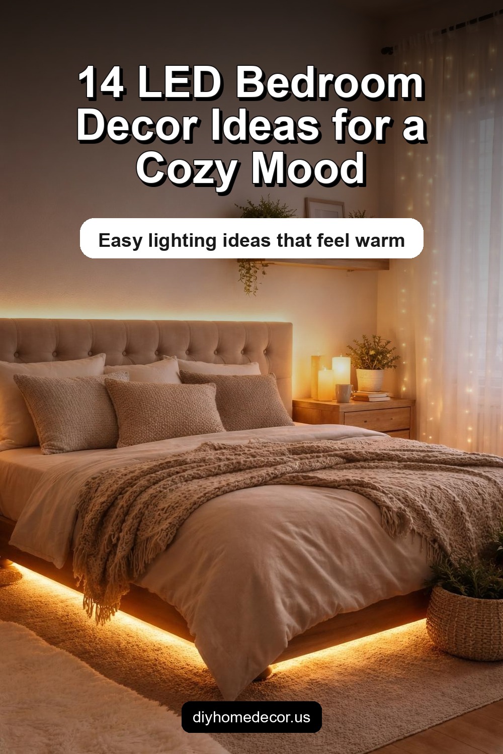 Pinterest image for 14 LED Bedroom Decor Ideas That Completely Change the Mood